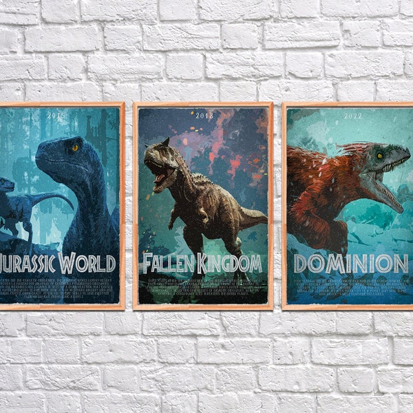 Jurassic World, Film Poster, Poster Set, druckbare Kunst, Kunst Downloads, Digitaldrucke, Jurassic Welt, Dinosaurier, t-rex, Dominion