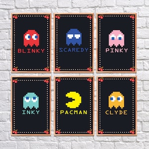 Retro Pacman Poster Set: Gaming Art Prints (digital Download) - Etsy