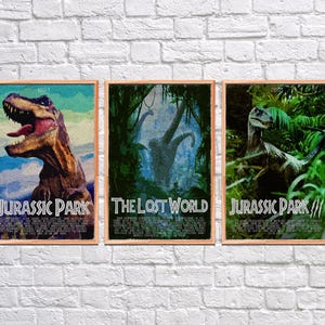 Jurassic era theme park, movie posters, poster set, printable art, art downloads, Digital prints, Jurassic era