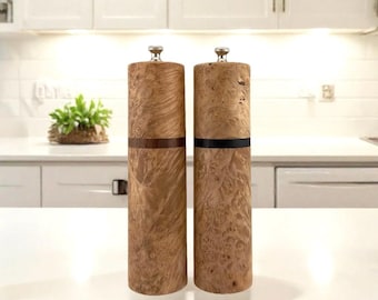 Salt and Pepper Mill Set - Maple Burl 8”