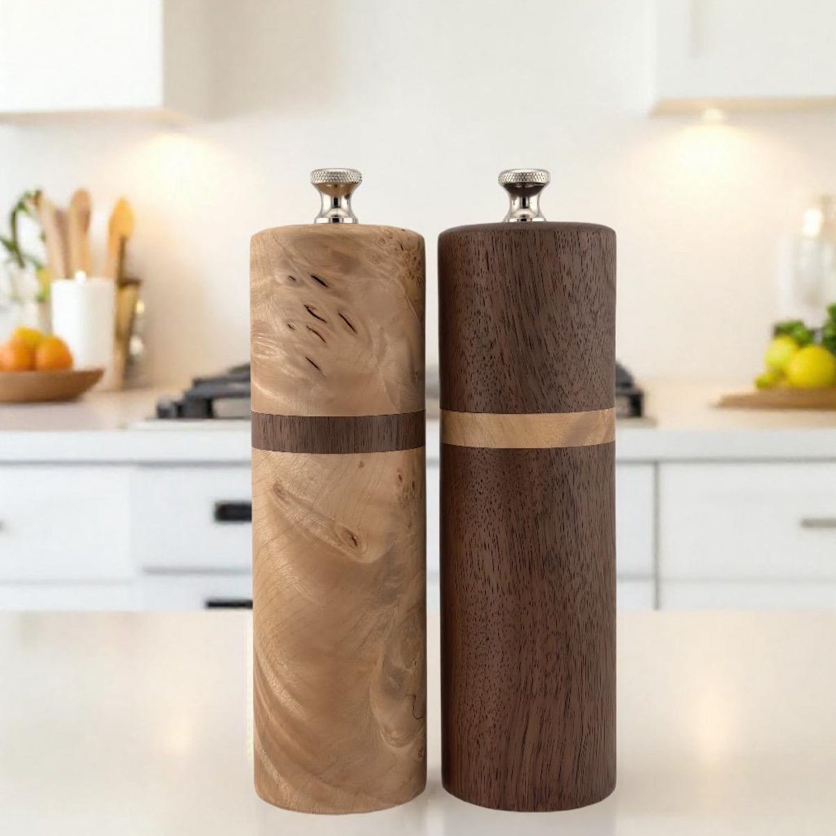 Salt and Pepper Mill Set - Maple Burl and Claro Walnut 6” - Etsy