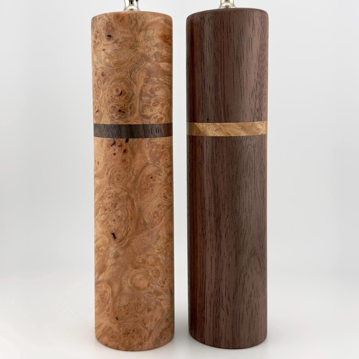 Salt and Pepper Mill Set Maple Burl and Claro Walnut 8 - Etsy