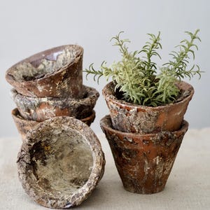 Antique French Terracotta Resin Sap Pots, Cottage Garden Home Decor
