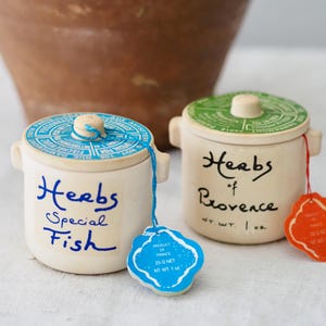 Vintage French Herb Pots with Lids ~ Herbes De Provence & Special Fish
