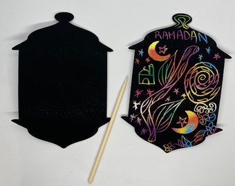 Ramadan Kids Craft, Scratch Art, Ramadan Scratch Art, Eid Scratch Art, Islamic Scratch Art