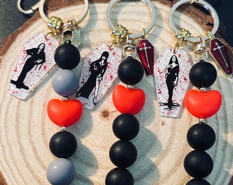 Porte-clés gothiques d'Halloween, porte-clés reine gothique classique, Elvira, Morticia Addams, Vampira, Lily Munster, mariée de Frankenstein, cadeaux gothiques