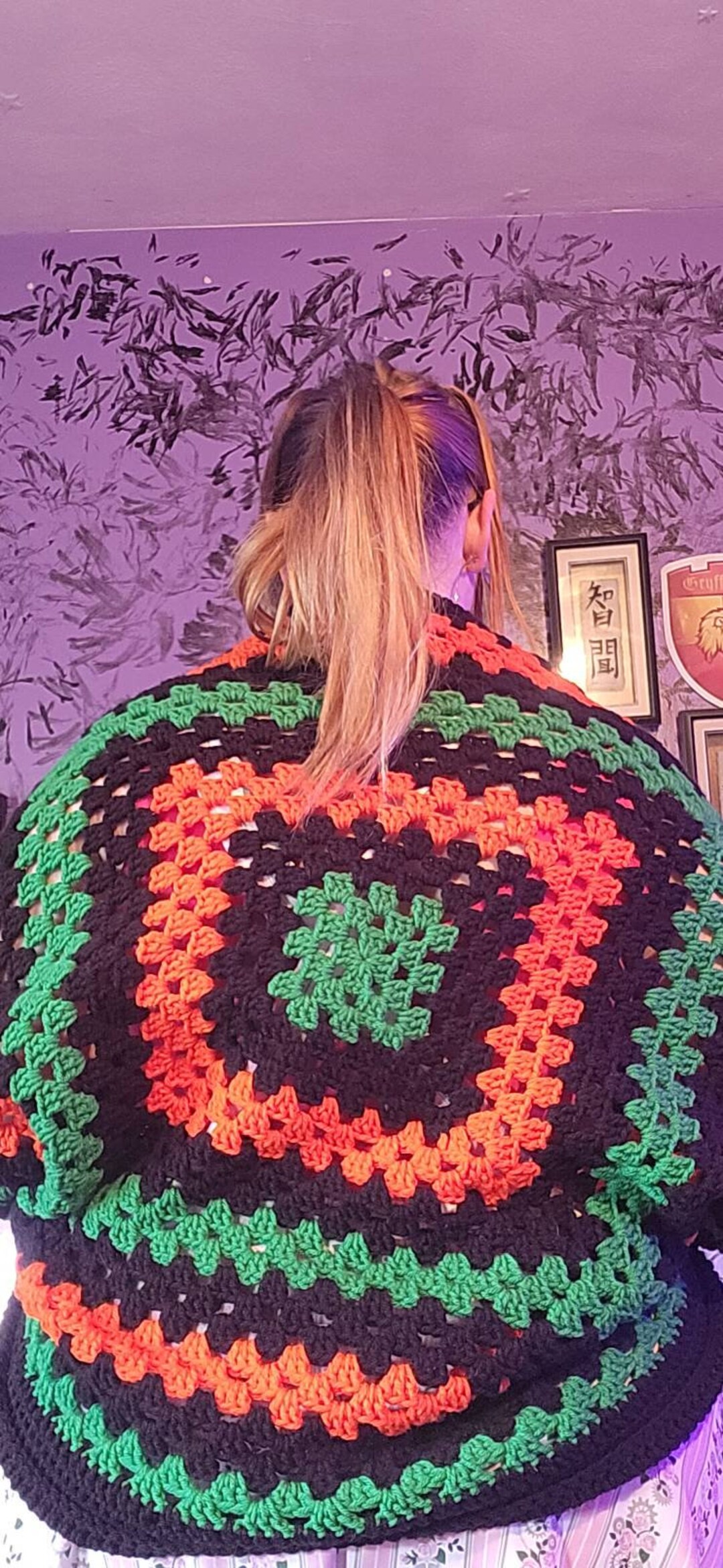 Granny Square Cocoon Cardigan Big Handmade Comfy Sweater, Warm Crochet Oversized Cardi Etsy