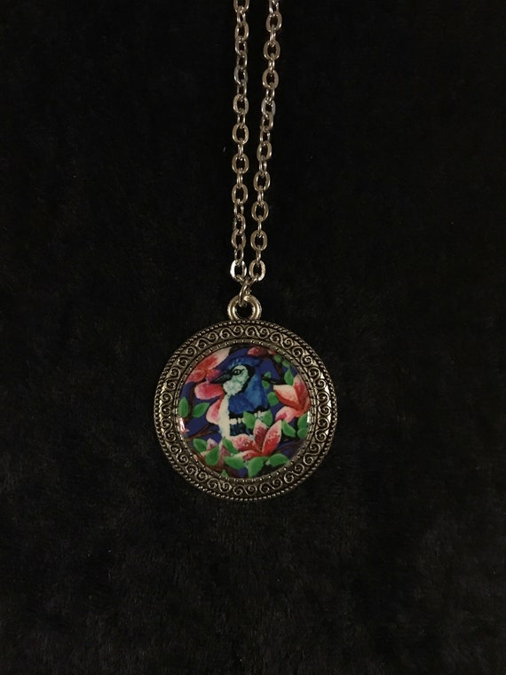 Blue Jay Pendant Necklace on a 24 inch steel chain Etsy