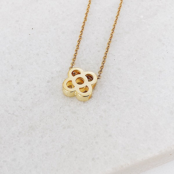 Gold Flower Pendant Necklace, Panot flower from Barcelona, Made of stainless steeL, Minimalist women's necklace, Barcelona gift
