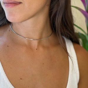 Silver Neck Cuff, choker necklace, simple wire choker, african necklace cuff, simple wire choker, shiny silver choker necklace, silver cuff