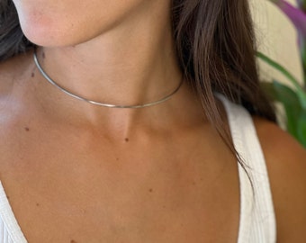 Silver Neck Cuff, choker necklace, simple wire choker, african necklace cuff, simple wire choker, shiny silver choker necklace, silver cuff