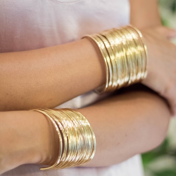 Pair of Gold 'Manchette' Cuff-Bracelets