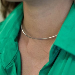 Silver Neck Cuff, choker necklace, simple wire choker, african necklace cuff, simple wire choker, shiny silver choker necklace, silver cuff