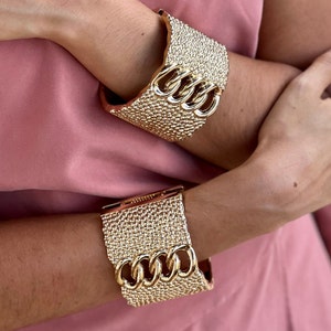 GOLD wide bracelet cuff, Y2K Chunky silver cuff , Adjustable Wristlet, Wide bangle, silver wrist cuff, goddess wrist bracelet, summer. image 8