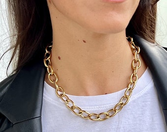 Chunky Gold  link chain, maxi chain link choker, silver chain link choker, Statement Necklace, streetwear chain, oversized women chain