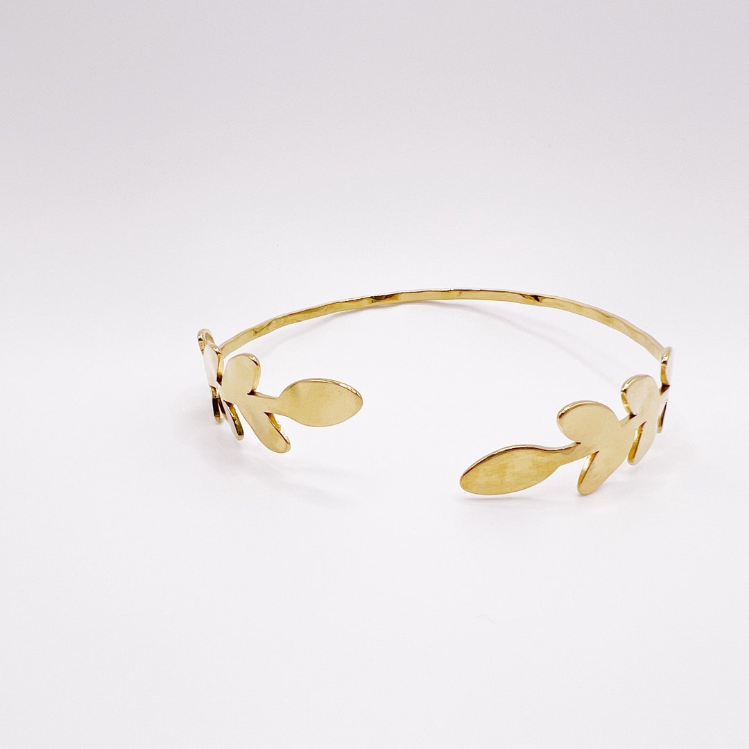 Gold Leaf Arm Cuff, Laurel Crown, Leaf Arm Cuff Gold Flower Wrap Bracelet, Minimalist Bracelet