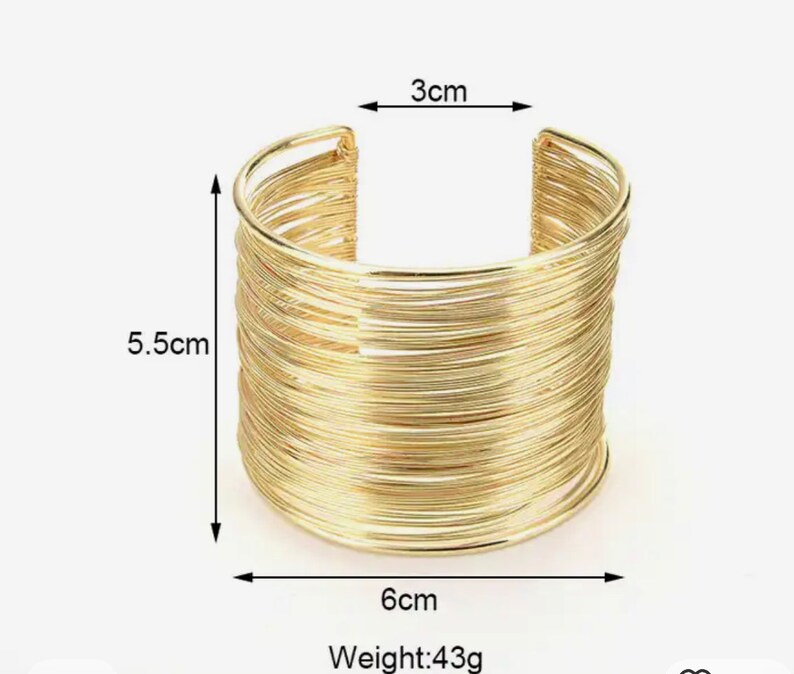 Polsino con bracciale a strato largo in oro, polsino d'oro grosso, polsino avvolto in filo, regolabile, polsino da polso in oro, braccialetto della dea, braccialetto da polso tribale immagine 9