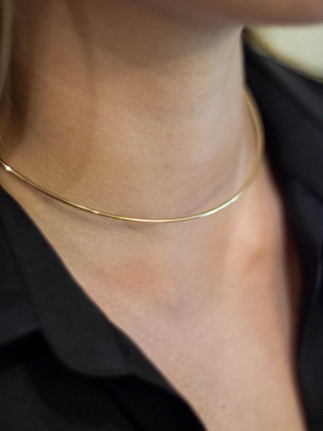 Gold Neck Cuff Choker Necklace Simple Wire Choker African Etsy