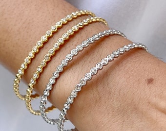 CZ bangle, golden plated bracelet with zirconia, eternity diamond bracelet, adjustable bangle, steel golden plated.