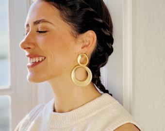 Modern Double Hoop Earrings - Lightweight Gold Loops for a Chic and Versatile Style Statement