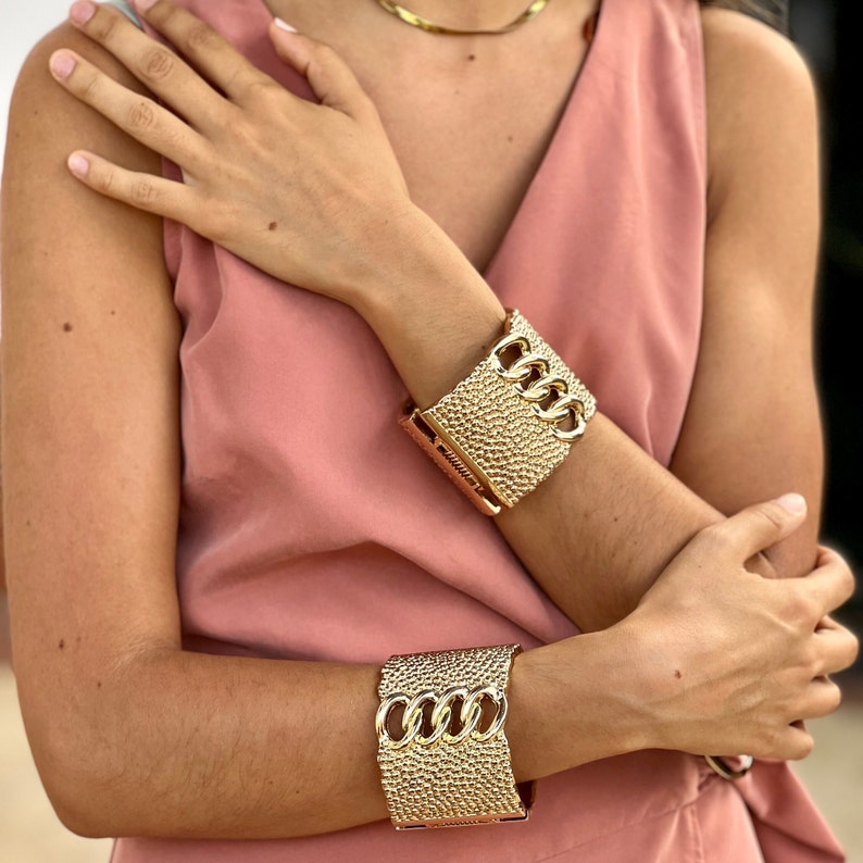 GOLD wide bracelet cuff, Y2K Chunky silver cuff , Adjustable Wristlet, Wide bangle, silver wrist cuff, goddess wrist bracelet, summer. image 9