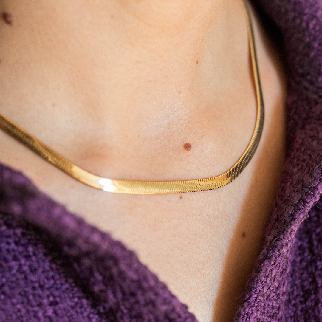 Gold Snake Chain Choker, Y2k Style, 90's Style, Stainless Steel Chunky