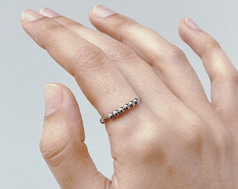 Vrouwen RVS Verstelbare Stress Zilveren Ring Angst Spinner Ring, Fidget ring, Angst ring, Duim ring Sierlijke midi ring, fidget.