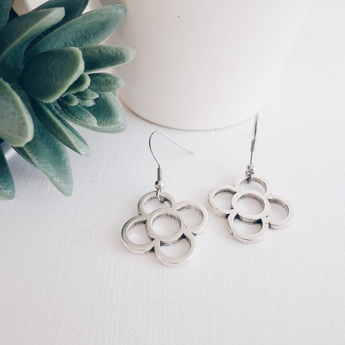 Long silver earrings panot stainless steel earrings Etsy