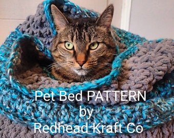 Pet Bed PATTERN ~ Cat / Dog Bed Pattern ~ All In One Pet Bed and Blanket Pattern ~ Handmade Pet Bed Pattern