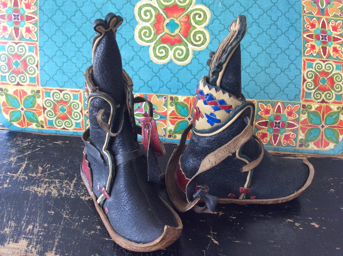 Leather Boots Medieval Style Ottoman Turkey Vintage Childrens Etsy