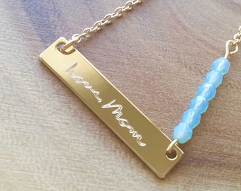Mothers day gift, Actual Handwriting necklace, Personalized handwritten bar necklace, Custom hand writing gold/silver/rose gold jewelry