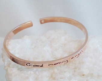 Actual Handwriting cuff bracelet, Custom handwritten bracelet, Personal engraved signature cuff, Keepsake Gift, silver/Rose gold/gold cuff