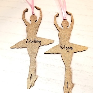 Personalized Ballerina ornament, Ballet gift tag for holiday gift, Christmas tree ornament for girl, Custom name on Ballet dancer recital