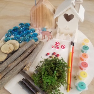 Kids birthday activity idea, party craft activities, woodland party kit, DIY kids craft kit, party favors, creative slumber party ideas.