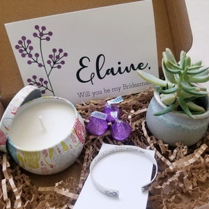 Personalized Bridesmaid proposal gift set, will you be my bridesmaid, live succulent, maid of honor proposal, asking bridesmaid gift box