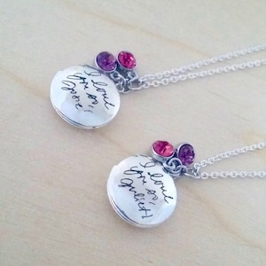 Personalized engraved handwriting locket, Custom Locket necklace in gold/silver/rose gold