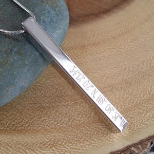 Coordinates necklace, 4 sided Vertical bar necklace engraved, personalized GPS location bar pendant, Customized longitude latitude jewelry