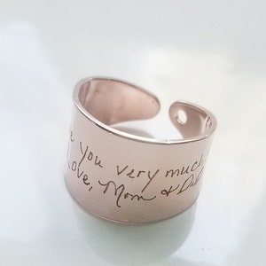 Echte handschriftring, aangepaste handgeschreven ring, gegraveerde handtekeningring, verstelbare naamring herdenkingssieraden, gepersonaliseerd aandenken