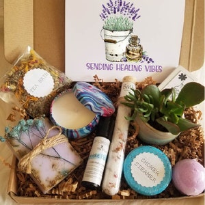 Healing Vibes Geschenkbox, Thinking of you Pflegepaket, Spa-Geschenkkorb, sende Heilschwingungen in einer Box, Bade- und Schönheitsbox, Verwöhnbox