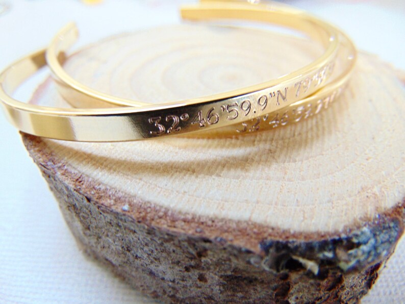 Coordinate Cuff Bracelet customized location bracelet GPS Etsy