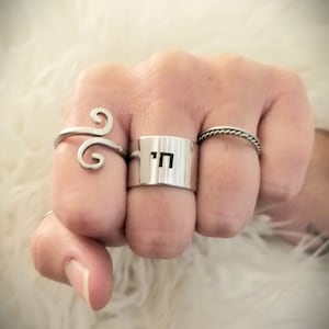 Chai Hebrew ring, Judaica Jewelry, protection ring, Am Israel Chai, custom message ring, Israel Jewelry gift, wide silver adjustable ring