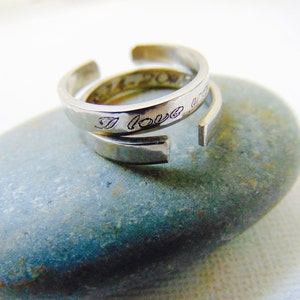 Anniversary ring, adjustable Customized couples ring, Date Ring, Personalized Message ring, stamped Love Gift, Skinny Stackable ring.