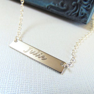 Custom Nameplate Bar necklace, personalized engraved name Jewelry