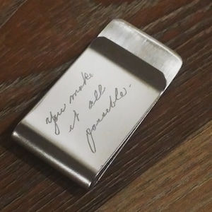 Personalisierte Geldklammer, Geldklammer mit Gravur, echte Handschrift gravierte Geldklammer, personalisiertes Geschenk für Papa, Groomsmen Geschenk, Männergeschenk für ihn von mywhys