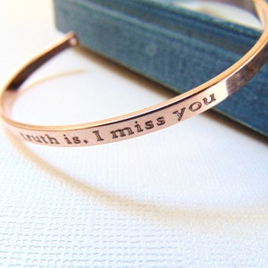 Personalized cuff bracelet in Rose Gold, silver, gold. customized Quote Engraved message Bracelet, adjustable bangle