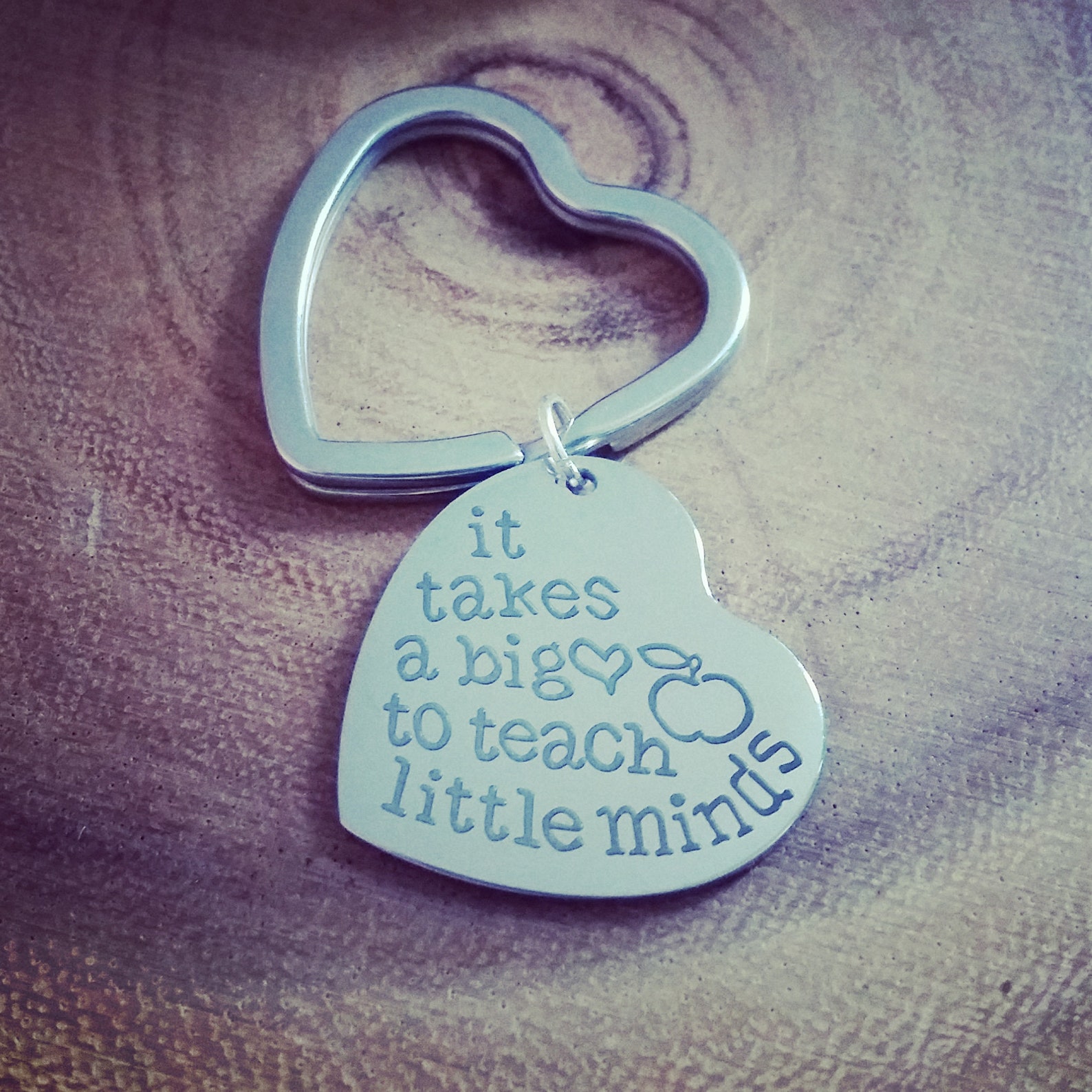 Teacher Appreciation Gift, Engraved Heart Key Chain, Silver Heart Key ...
