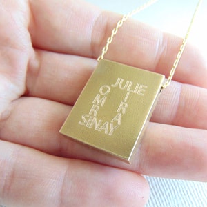 Message pendant, Rectangle necklace, custom quote necklace, engraved name plate pendant, Personalized jewelry, Initial stamped necklace