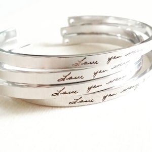 Pulseira de punho com caligrafia real, pulseira personalizada com escrita à mão, punho com assinatura gravada pessoal, presente de lembrança, punho de prata/ouro rosa/ouro