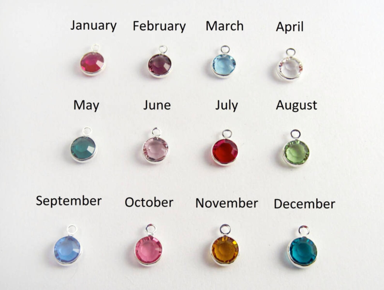 Personalized Leather Keychain Birthstones Charm Monogram Etsy