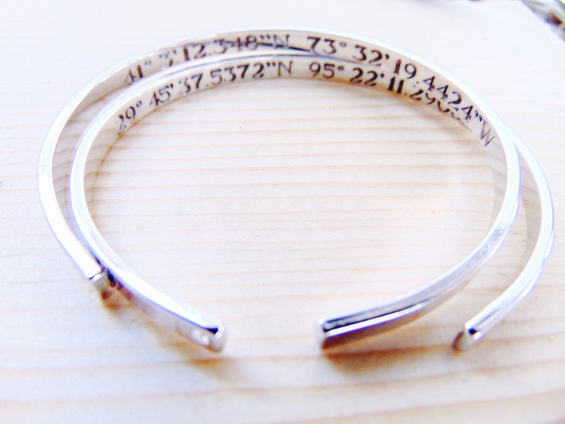 Coordinate Cuff Bracelet customized location bracelet GPS Etsy